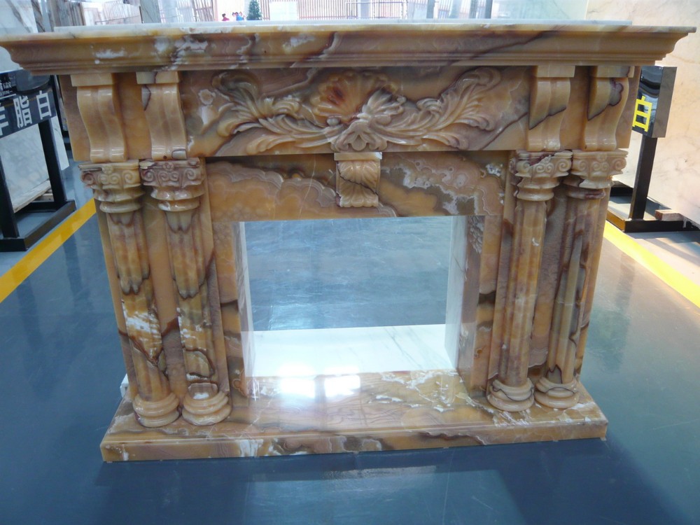 Good price home luxury decor yellow onyx marble fireplace surround