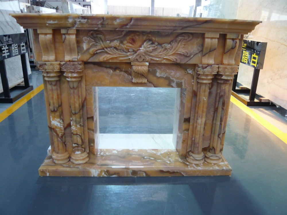 Good price home luxury decor yellow onyx marble fireplace surround