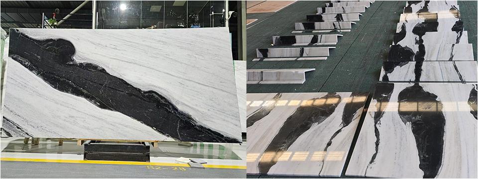 Use of Natural Panda White Marble Slabs