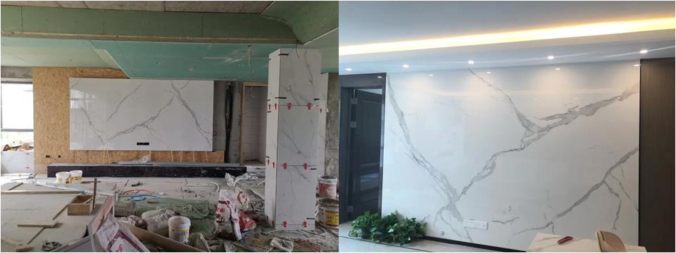 Sintered Stone Background Wall Installation