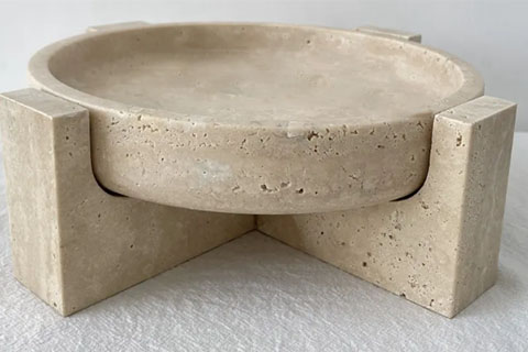 Beige Travertine Round Tray