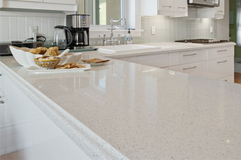 Sparkling White Quartz Kitchen Countertop