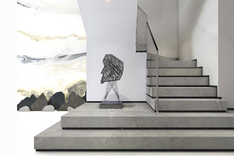 Tundra grey marble stair