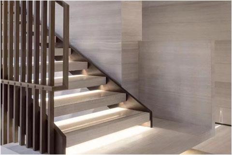 Natural grey wood grain marble stair