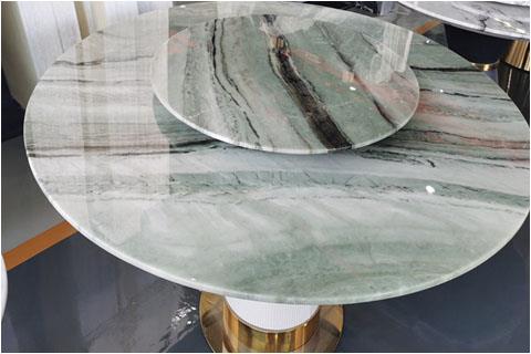 Brilliant green marble dining table