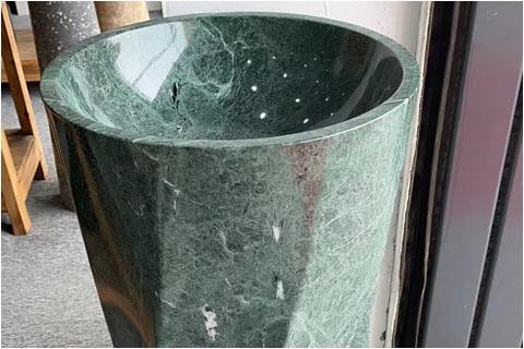 Green pedestal basin hand washing stone marble