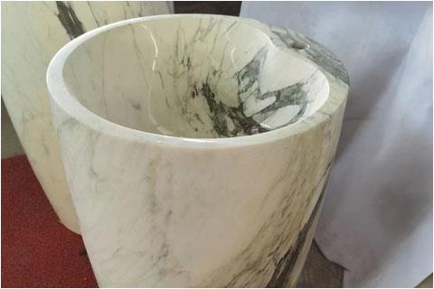 Calacatta gold pedestal basin hand washing stone marble