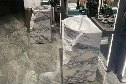 Milas lilac marble pedestal basin hand washing stone marble