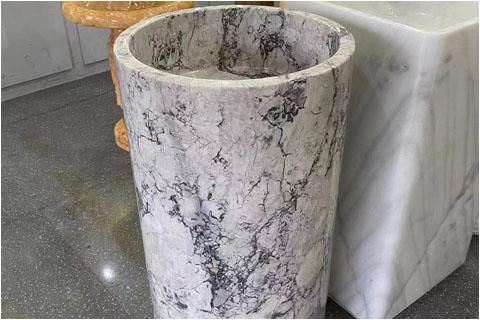 Silver statuario pedestal basin hand washing stone marble