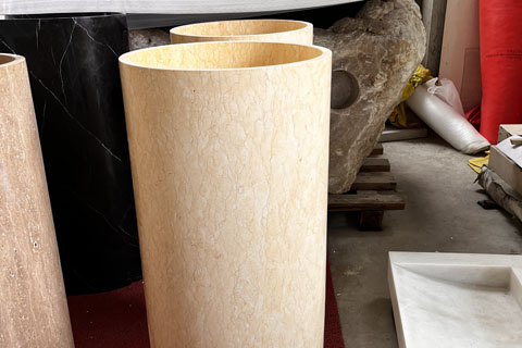 Amber marble pedestal basin hand washing stone marble