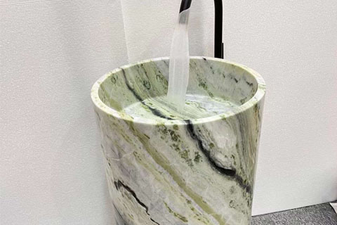 Cold Jade Marble Mosaic Round Pedestal Basin Hand Washing